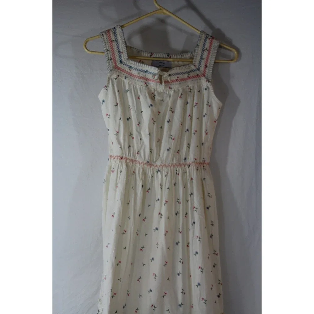 Old Navy Girl's XL Sleeveless Embroidered Maxi Dress Floral Tiered Cream Boho